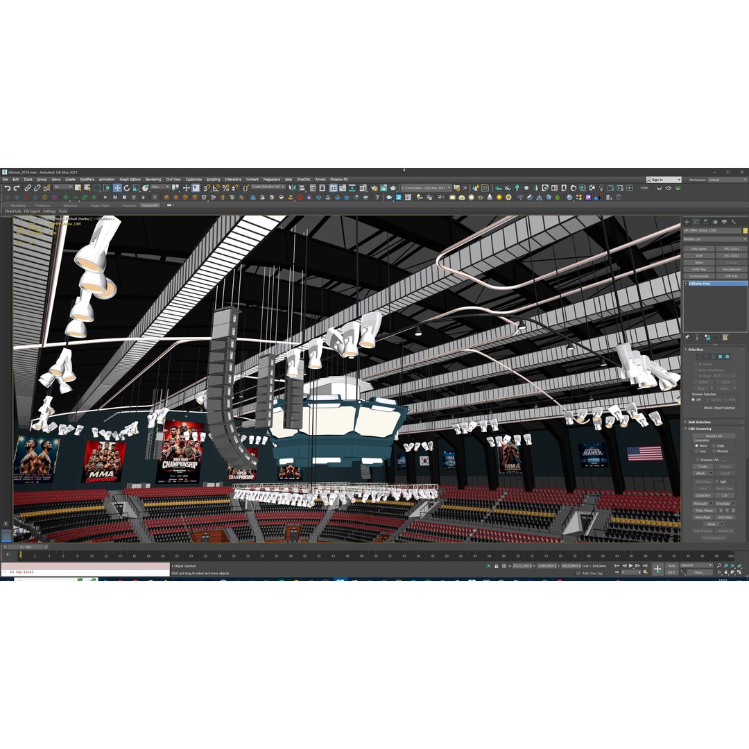 MMA Fight Arena 3D Model – Modular Stadium Environment, Game Ready - View 47