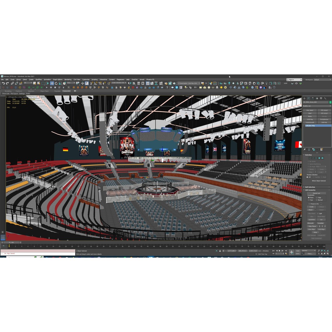MMA Fight Arena 3D Model – Modular Stadium Environment, Game Ready - View 48