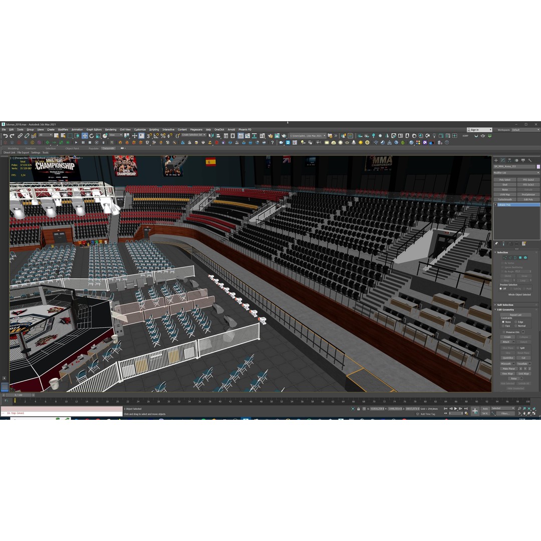 MMA Fight Arena 3D Model – Modular Stadium Environment, Game Ready - View 49