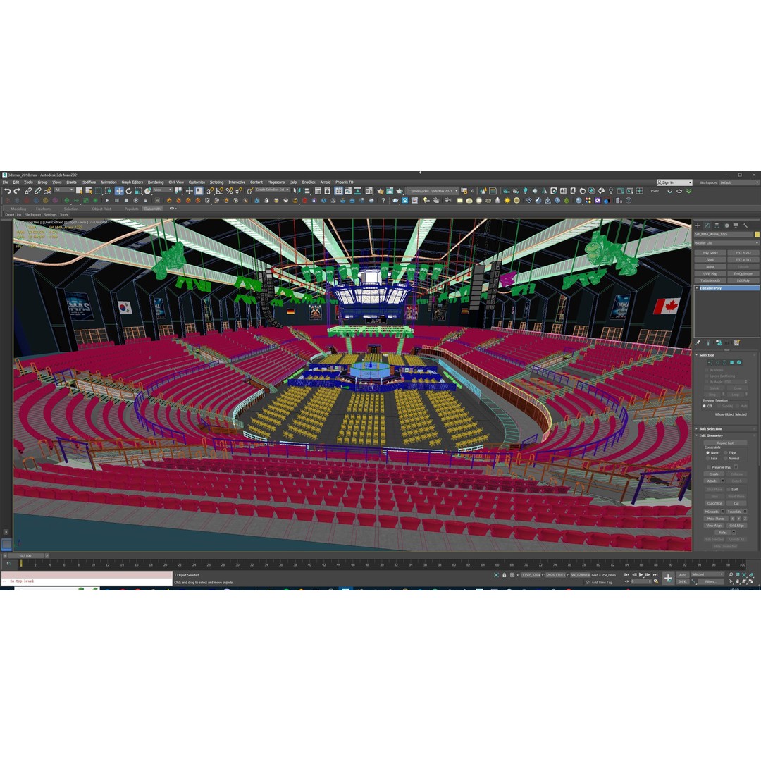 MMA Fight Arena 3D Model – Modular Stadium Environment, Game Ready - View 50