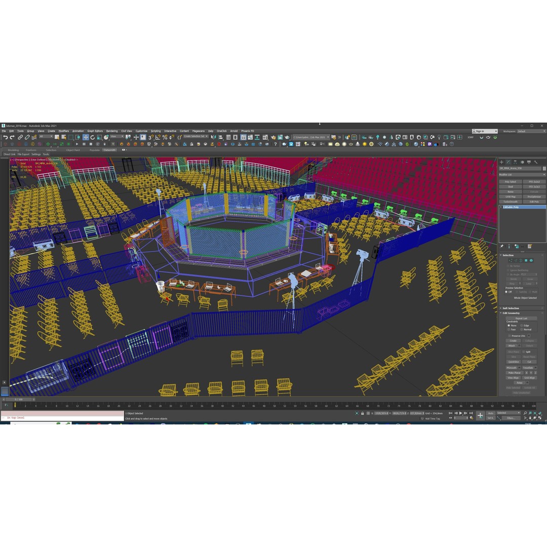 MMA Fight Arena 3D Model – Modular Stadium Environment, Game Ready - View 51