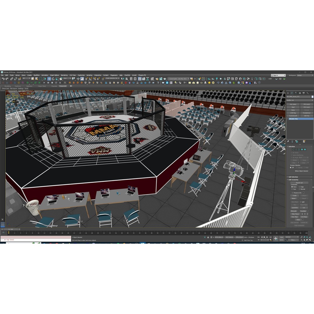 MMA Fight Arena 3D Model – Modular Stadium Environment, Game Ready - View 52