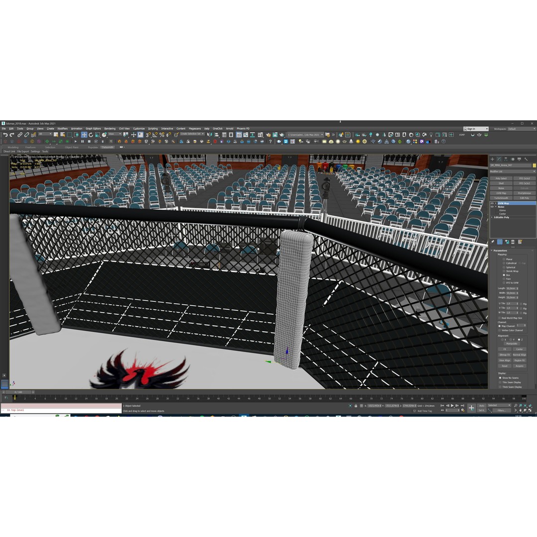 MMA Fight Arena 3D Model – Modular Stadium Environment, Game Ready - View 53