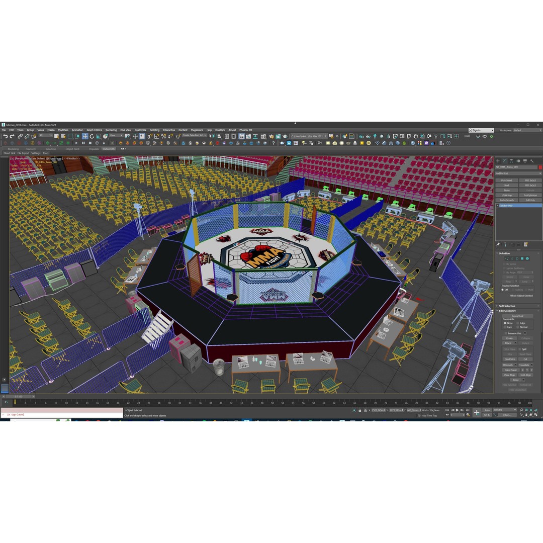MMA Fight Arena 3D Model – Modular Stadium Environment, Game Ready - View 55
