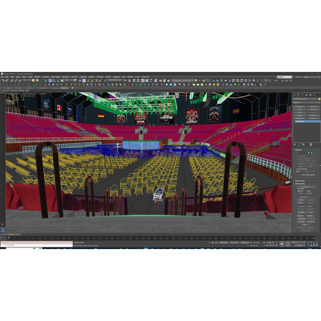 MMA Fight Arena 3D Model – Modular Stadium Environment, Game Ready - View 57