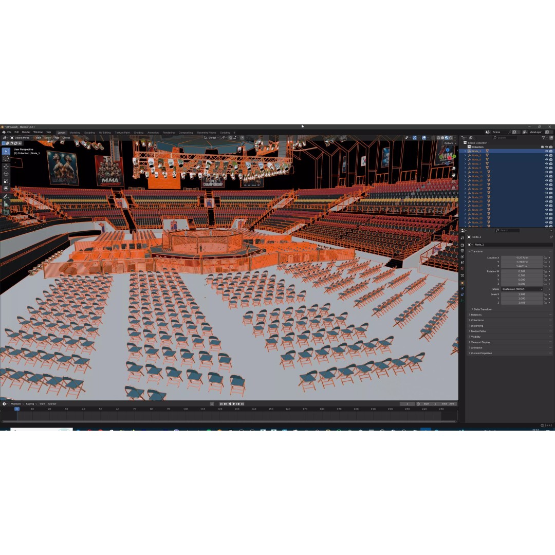 MMA Fight Arena 3D Model – Modular Stadium Environment, Game Ready - View 62