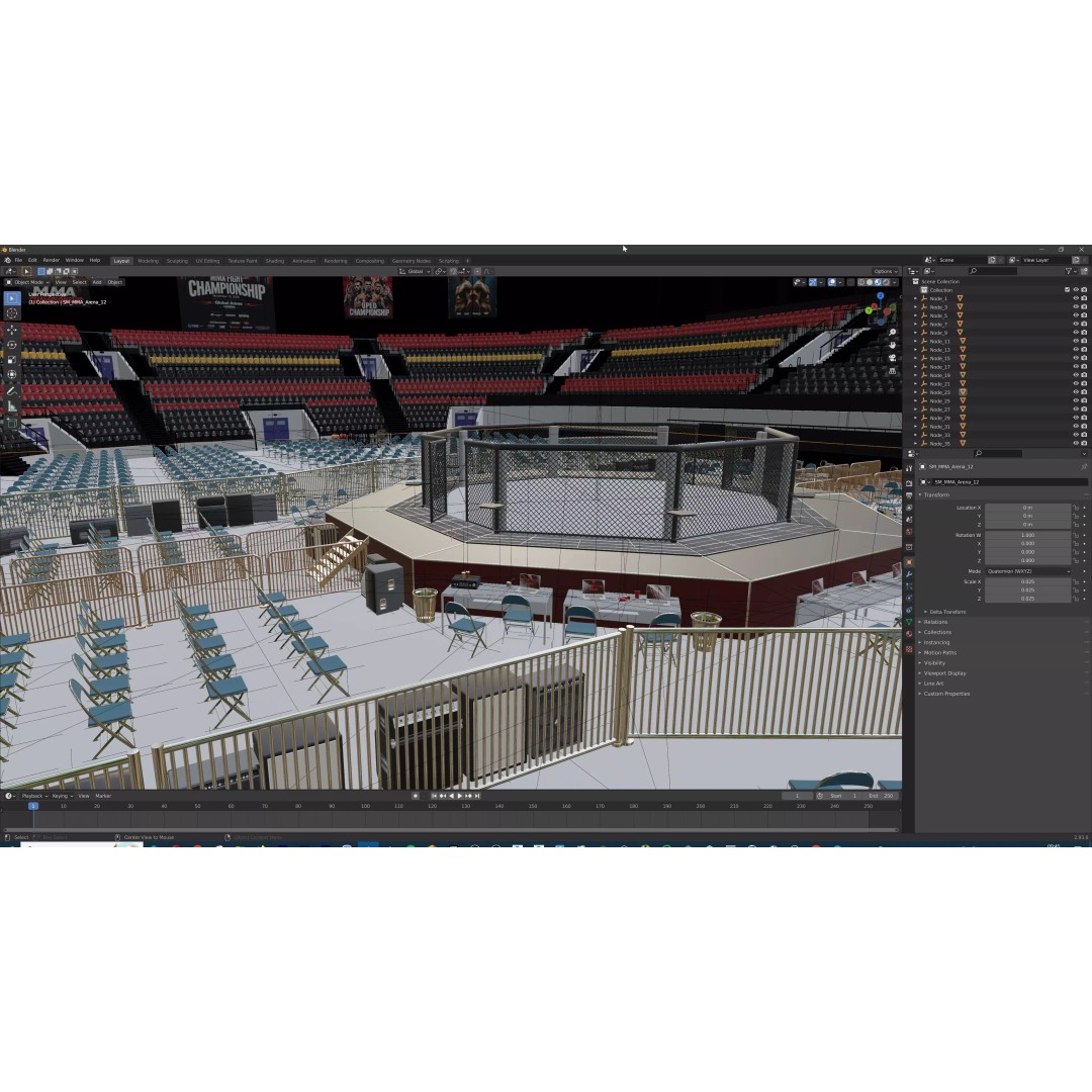 MMA Fight Arena 3D Model – Modular Stadium Environment, Game Ready - View 64