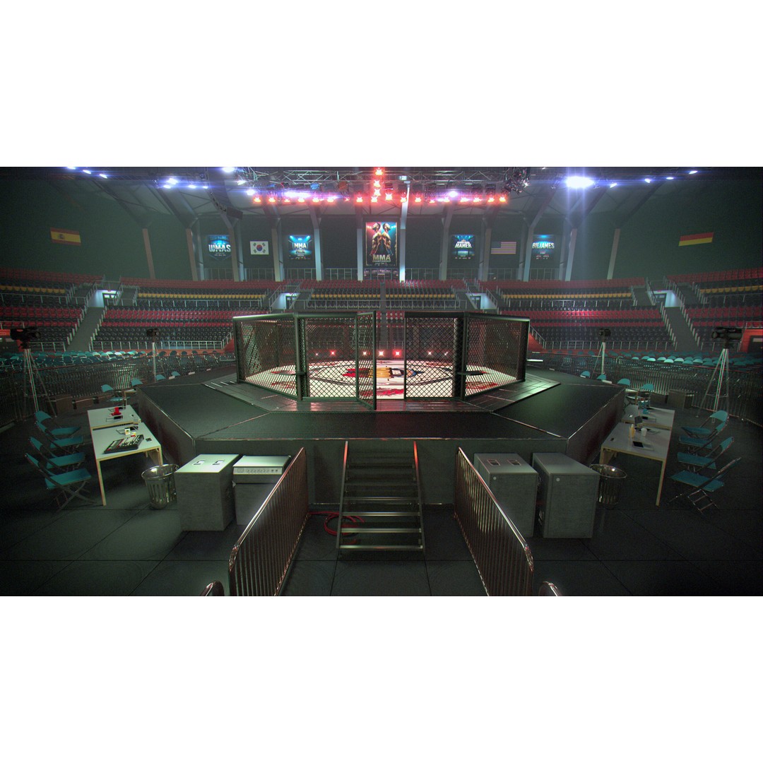 MMA Fight Arena 3D Model – Modular Stadium Environment, Game Ready - View 7