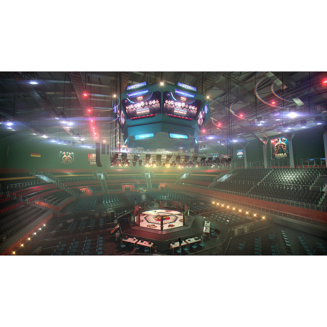 MMA Fight Arena 3D Model – Modular Stadium Environment, Game Ready - View 8