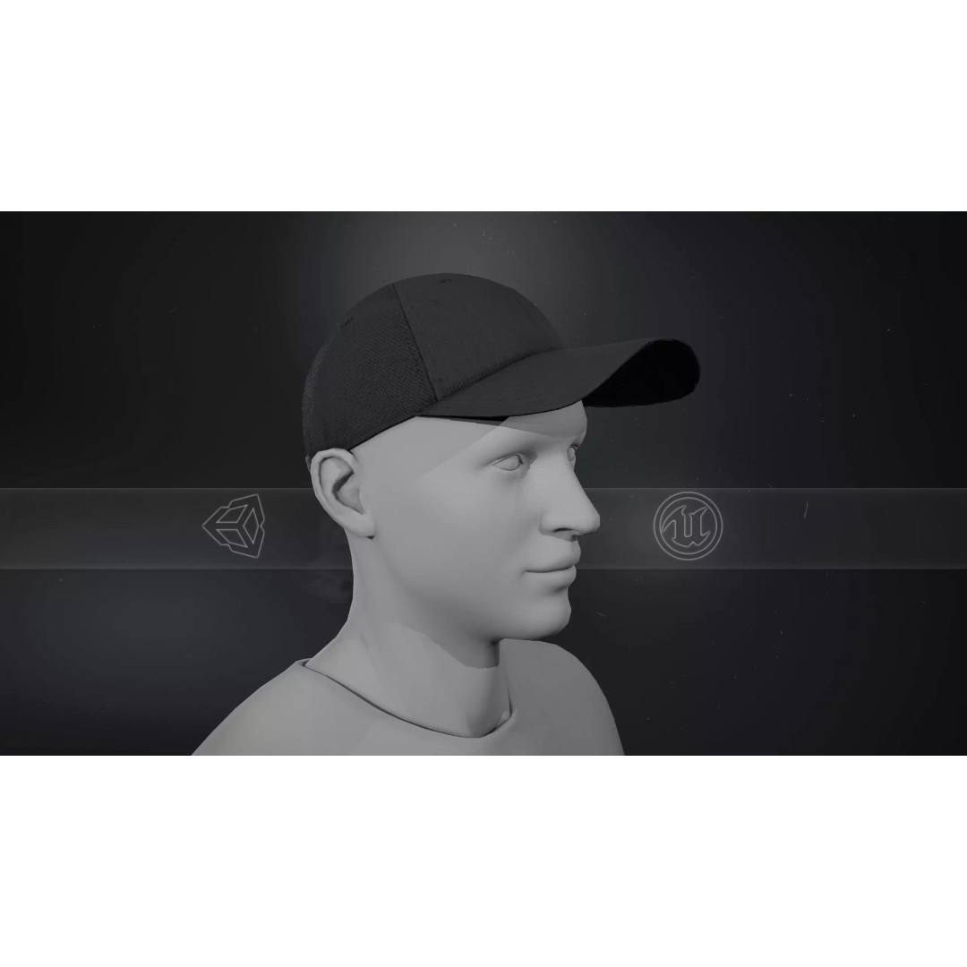 Black Basketball Hat 3D Model – Low Poly PBR Game Asset, FBX - View 2