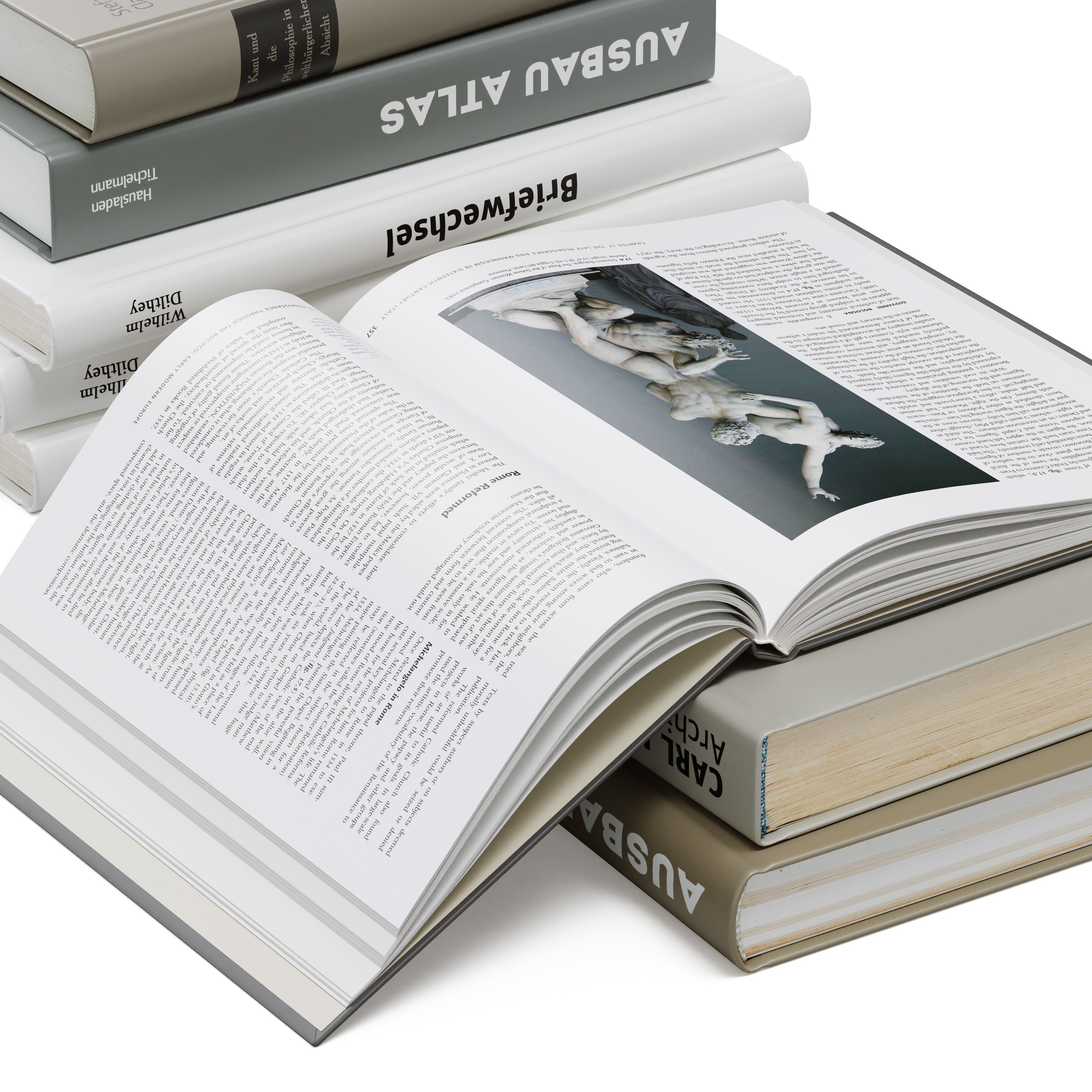 Floor Decor Set 001 with Pouf and Books - Game-Ready 3D Model - View 6