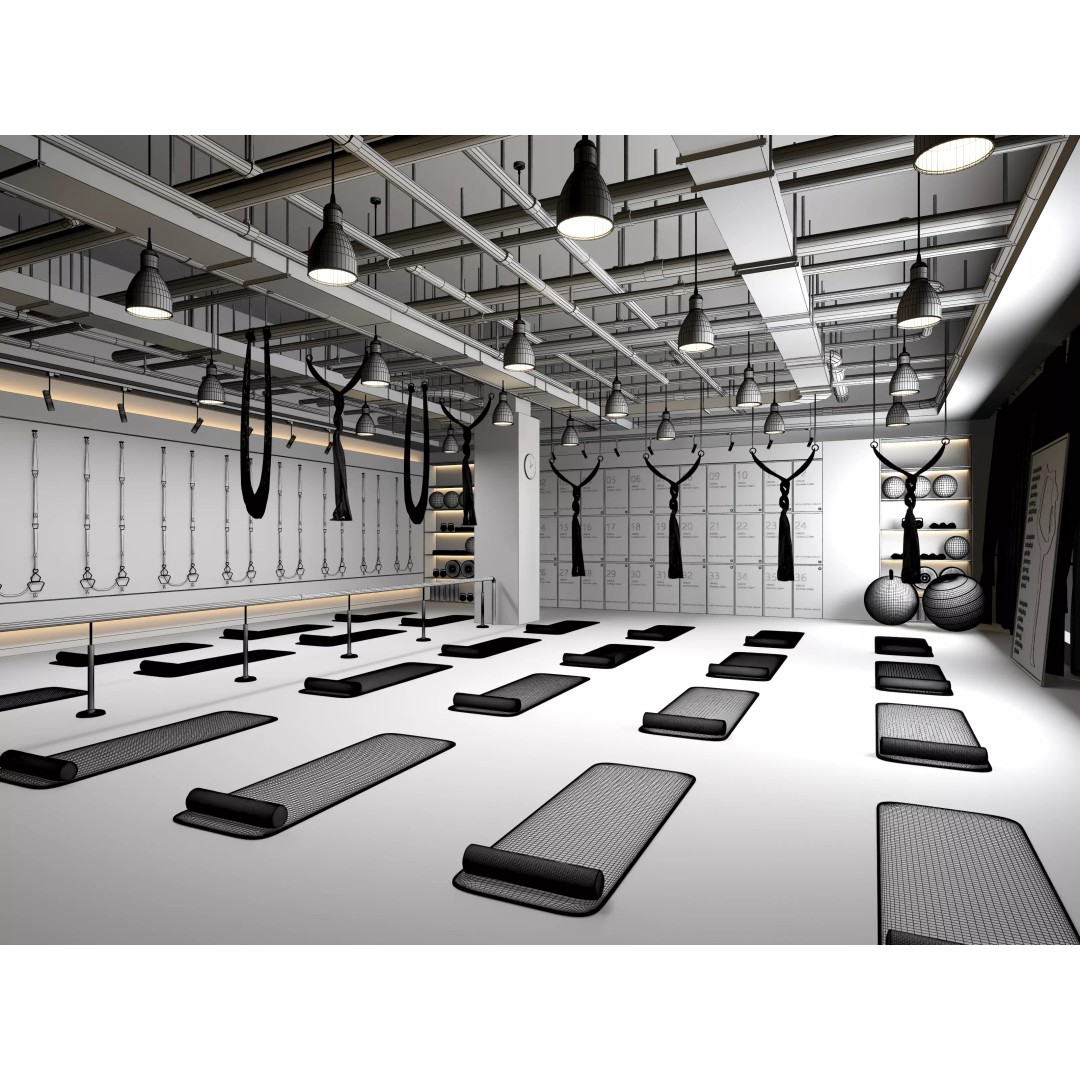 Modern Pilates Studio Interior Scene 3D Model – Realistic Design, FBX & OBJ Formats - View 12