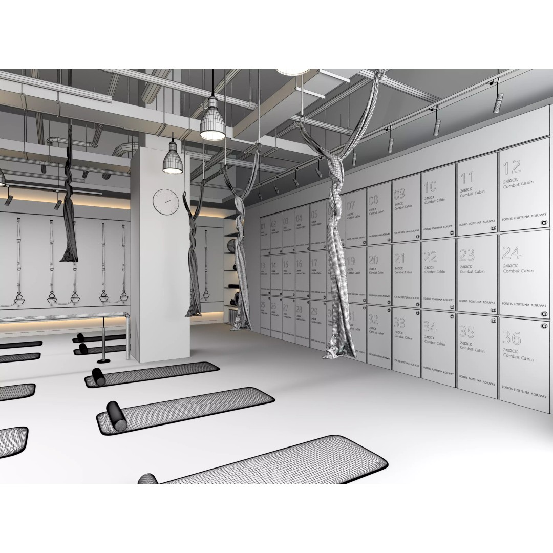 Modern Pilates Studio Interior Scene 3D Model – Realistic Design, FBX & OBJ Formats - View 13