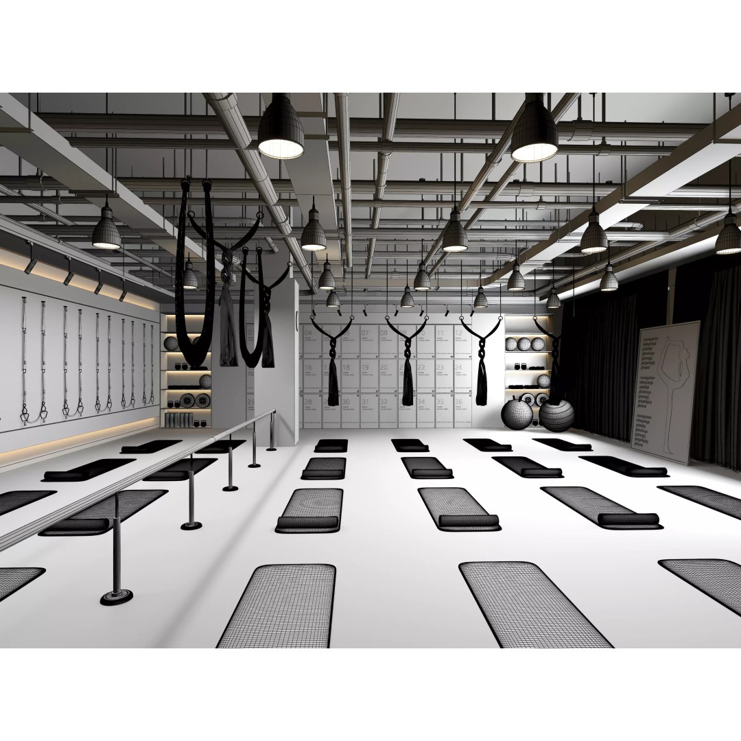 Modern Pilates Studio Interior Scene 3D Model – Realistic Design, FBX & OBJ Formats - View 14