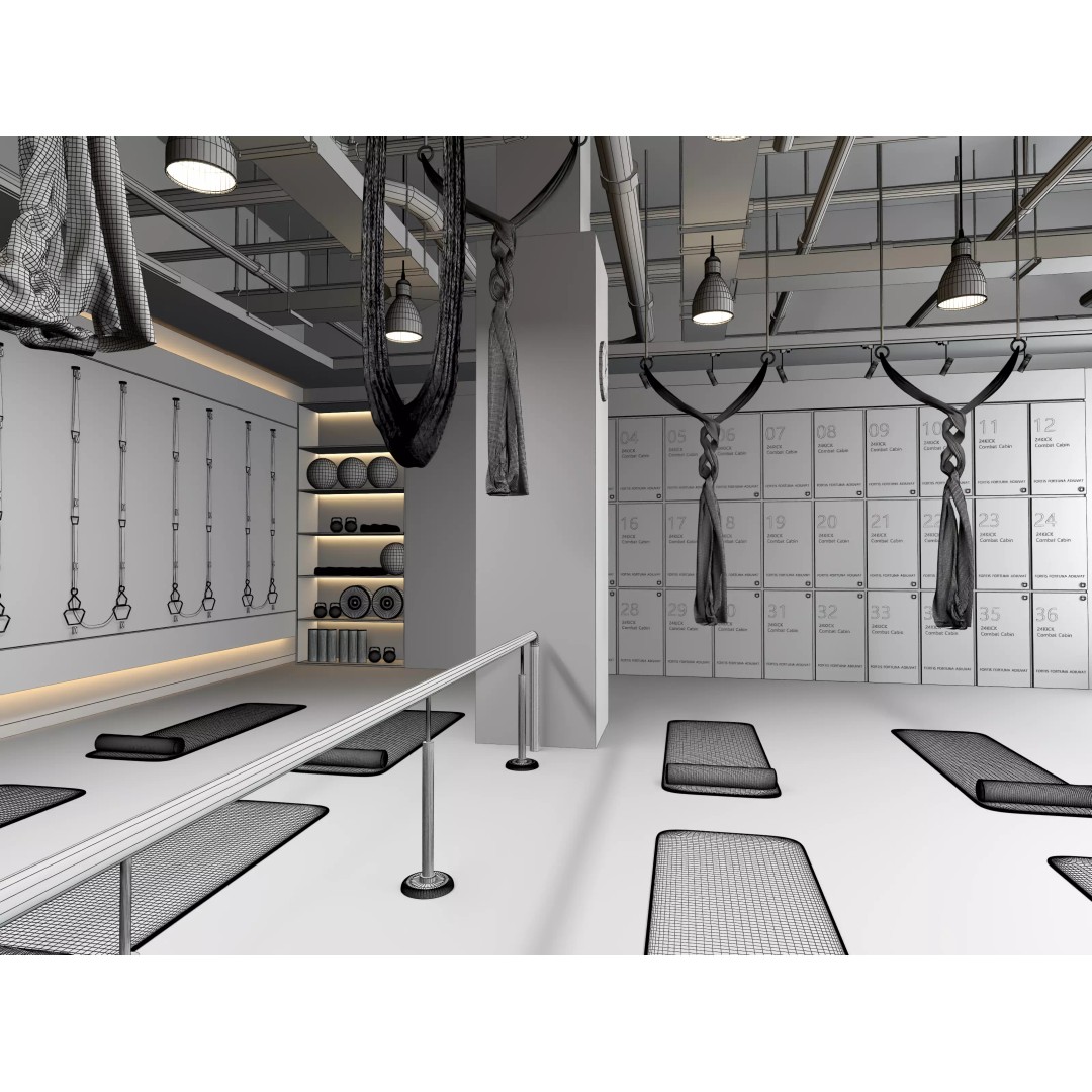Modern Pilates Studio Interior Scene 3D Model – Realistic Design, FBX & OBJ Formats - View 15