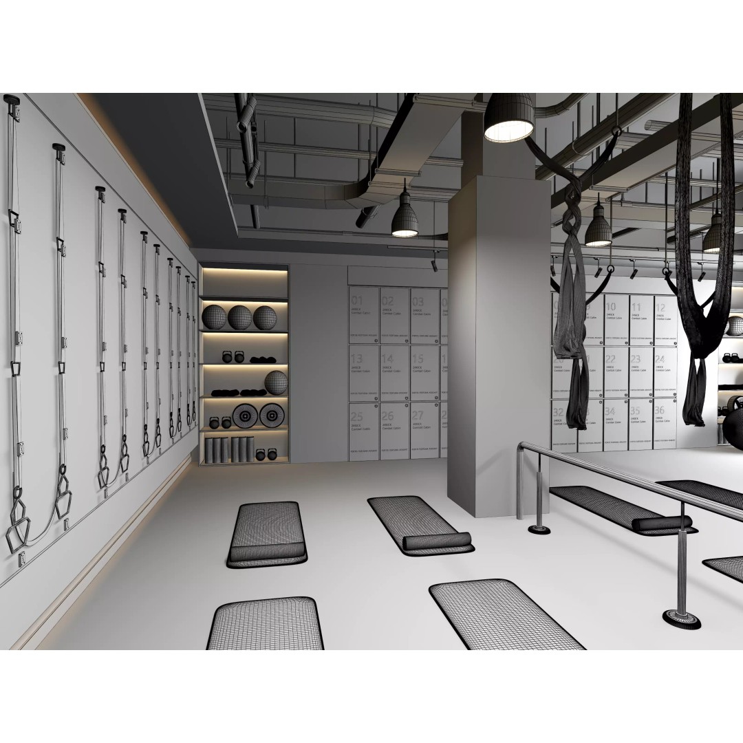 Modern Pilates Studio Interior Scene 3D Model – Realistic Design, FBX & OBJ Formats - View 16