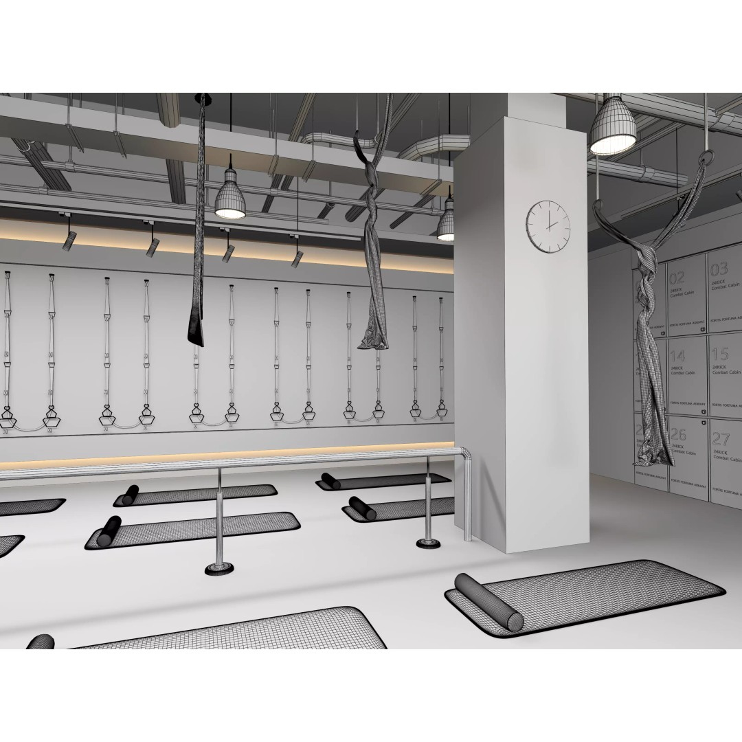 Modern Pilates Studio Interior Scene 3D Model – Realistic Design, FBX & OBJ Formats - View 17
