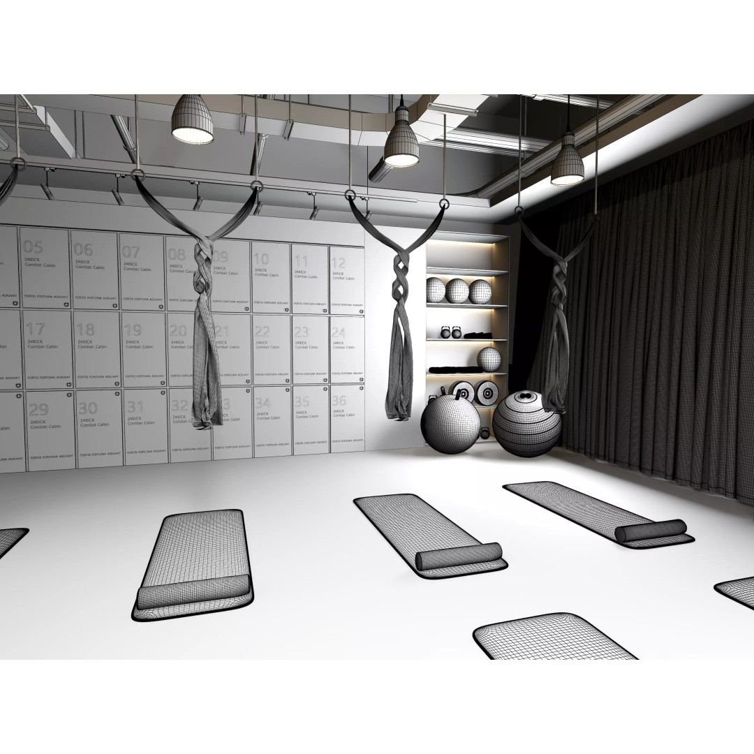 Modern Pilates Studio Interior Scene 3D Model – Realistic Design, FBX & OBJ Formats - View 18
