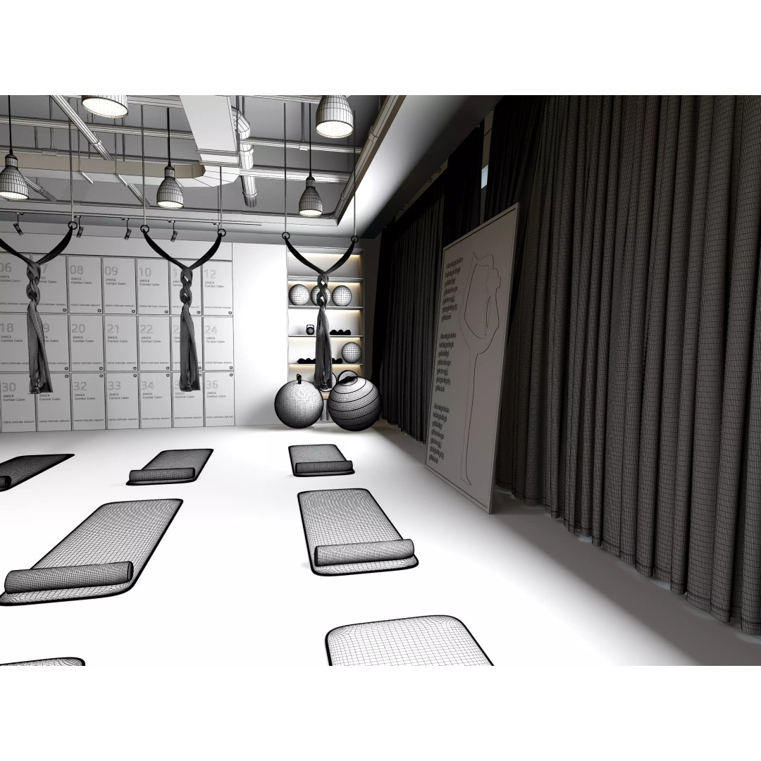 Modern Pilates Studio Interior Scene 3D Model – Realistic Design, FBX & OBJ Formats - View 19