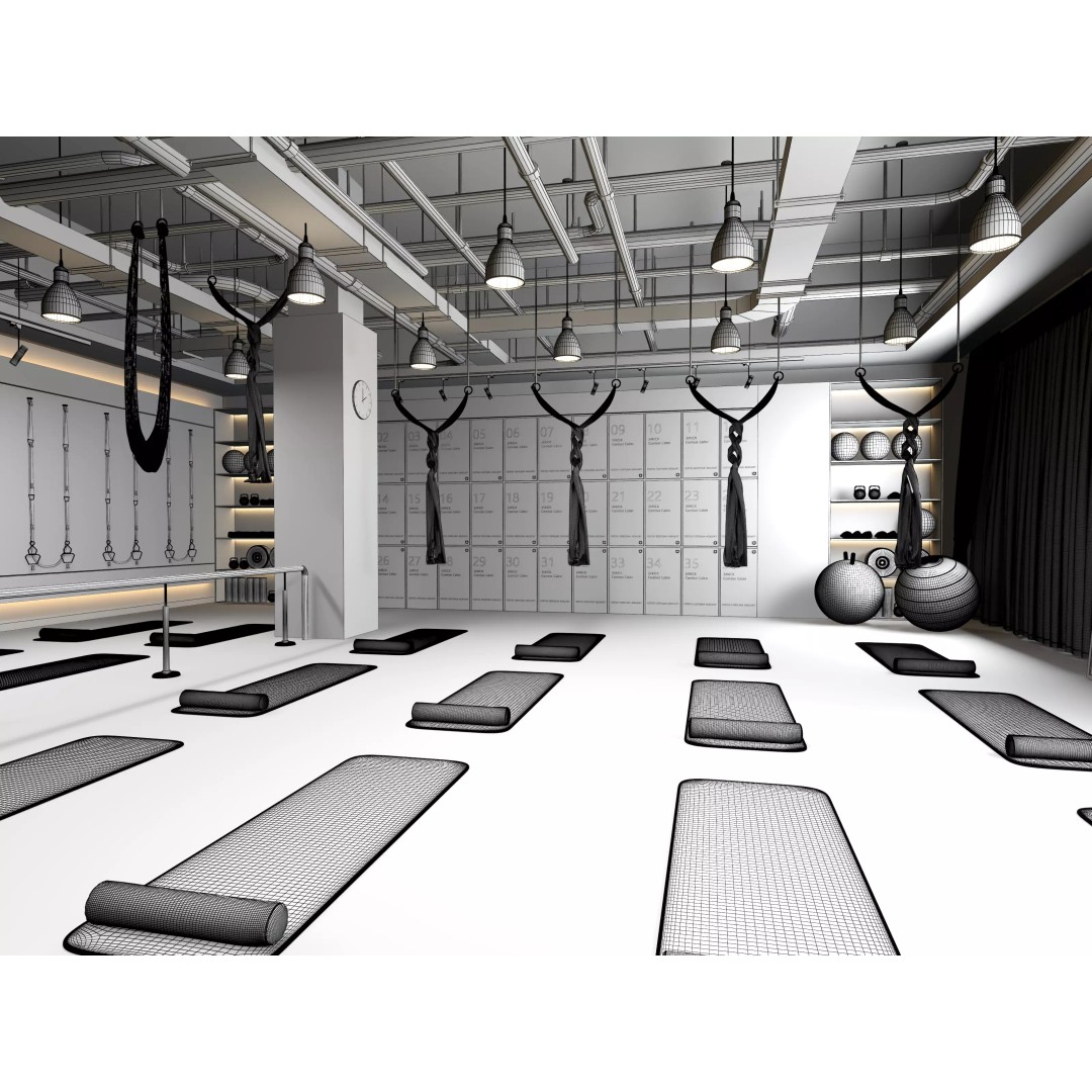 Modern Pilates Studio Interior Scene 3D Model – Realistic Design, FBX & OBJ Formats - View 20