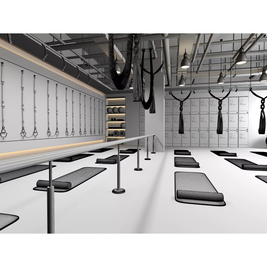 Modern Pilates Studio Interior Scene 3D Model – Realistic Design, FBX & OBJ Formats - View 21