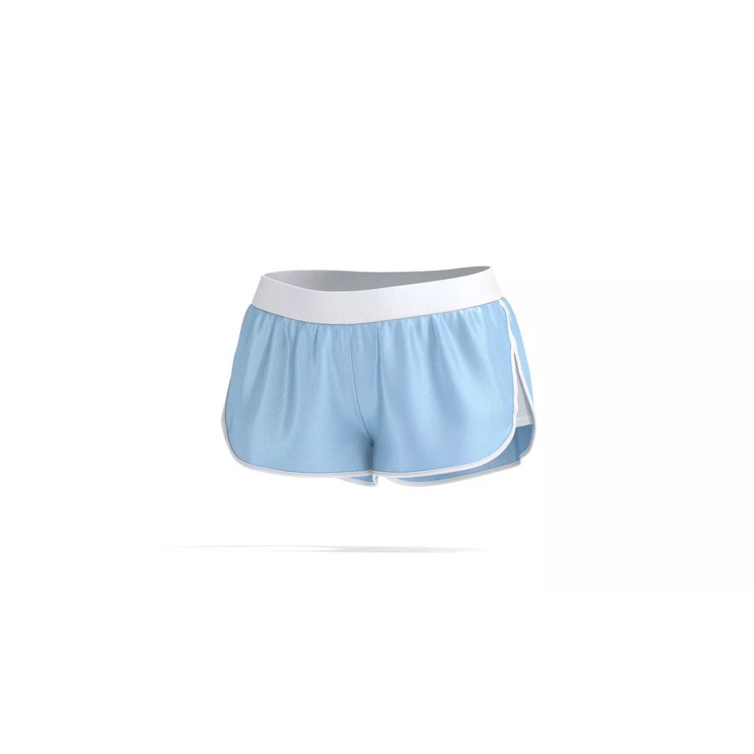 Blue Women Sport Shorts 3D Model – Fitness Jersey Apparel, FBX - View 2