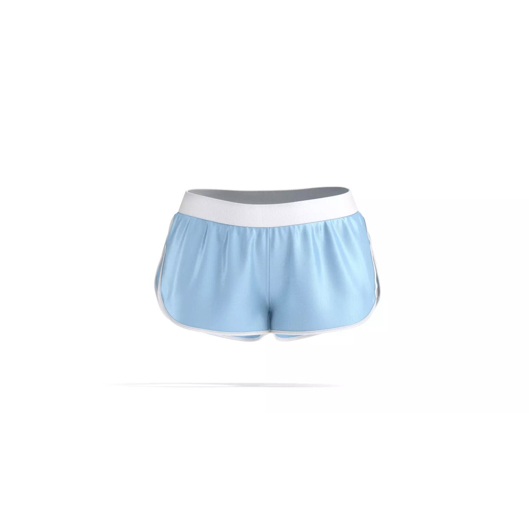 Blue Women Sport Shorts 3D Model – Fitness Jersey Apparel, FBX - View 3