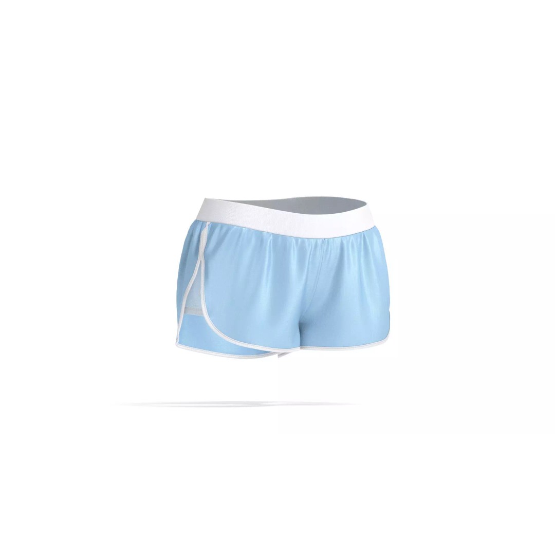 Blue Women Sport Shorts 3D Model – Fitness Jersey Apparel, FBX - View 5