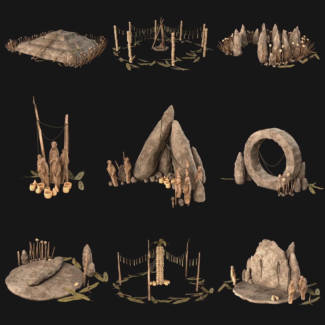 Cult Sacrifice Place 3D Model – Low Poly Game Asset, FBX/OBJ