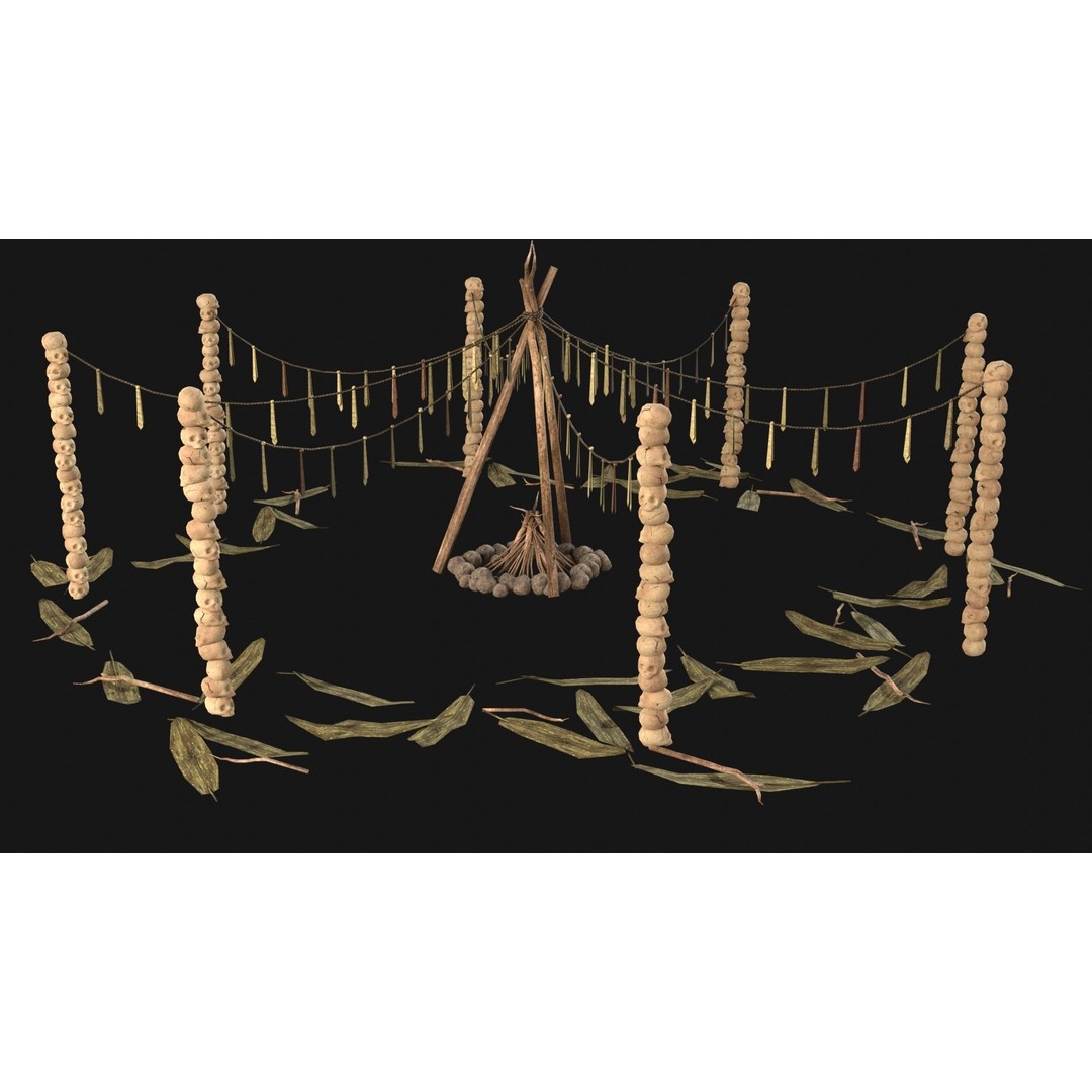 Cult Sacrifice Place 3D Model – Low Poly Game Asset, FBX/OBJ - View 27