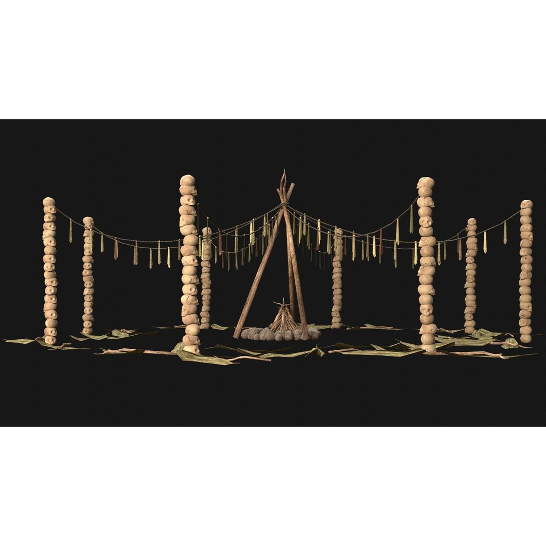 Cult Sacrifice Place 3D Model – Low Poly Game Asset, FBX/OBJ - View 28