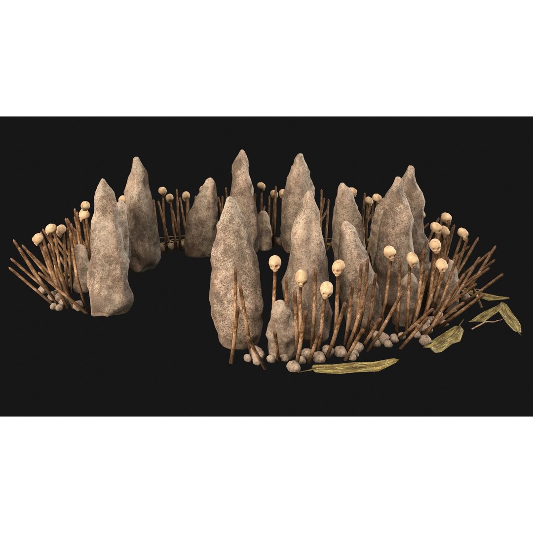 Cult Sacrifice Place 3D Model – Low Poly Game Asset, FBX/OBJ - View 3