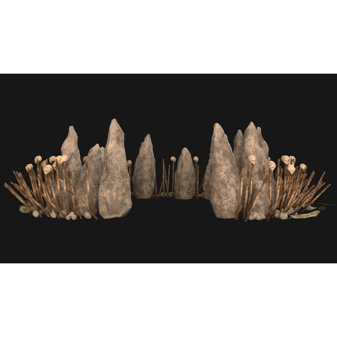 Cult Sacrifice Place 3D Model – Low Poly Game Asset, FBX/OBJ - View 4