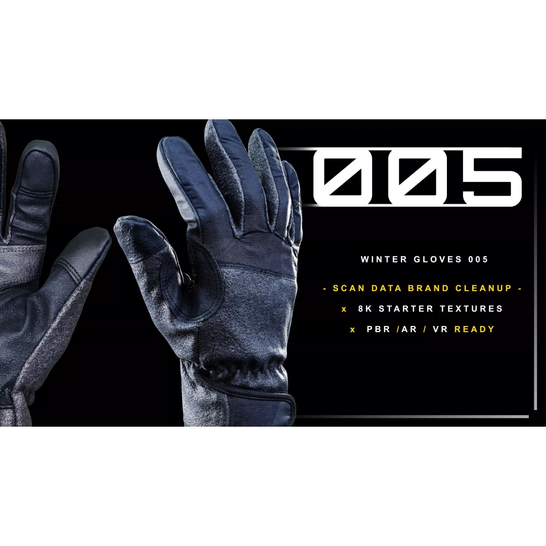 Winter Gloves 3D Model – Low Poly PBR Game Asset, FBX/OBJ - View 2