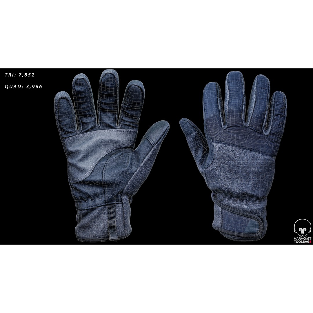 Winter Gloves 3D Model – Low Poly PBR Game Asset, FBX/OBJ - View 4