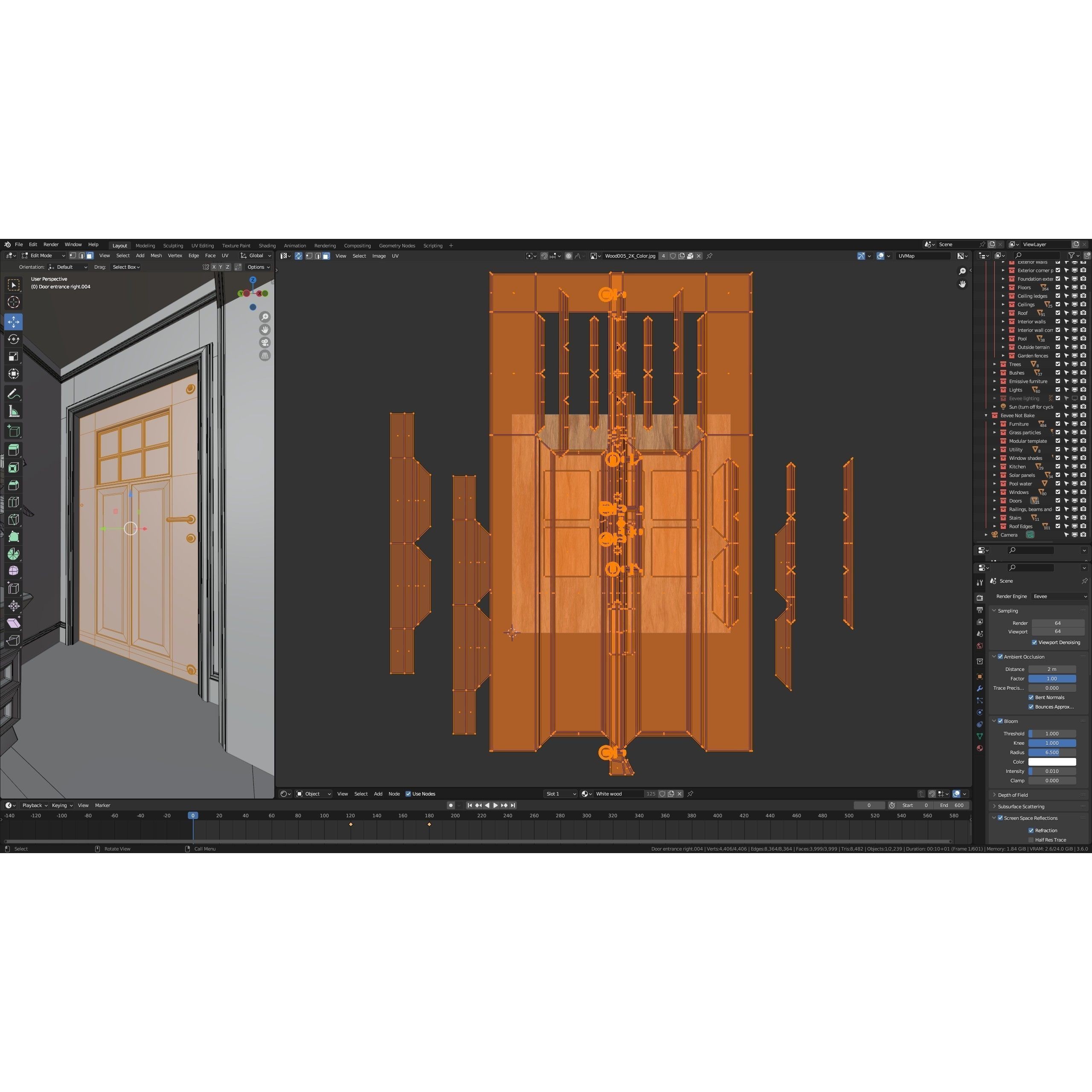 Modular Classic Style American House - Low-Poly Game-Ready 3D Model