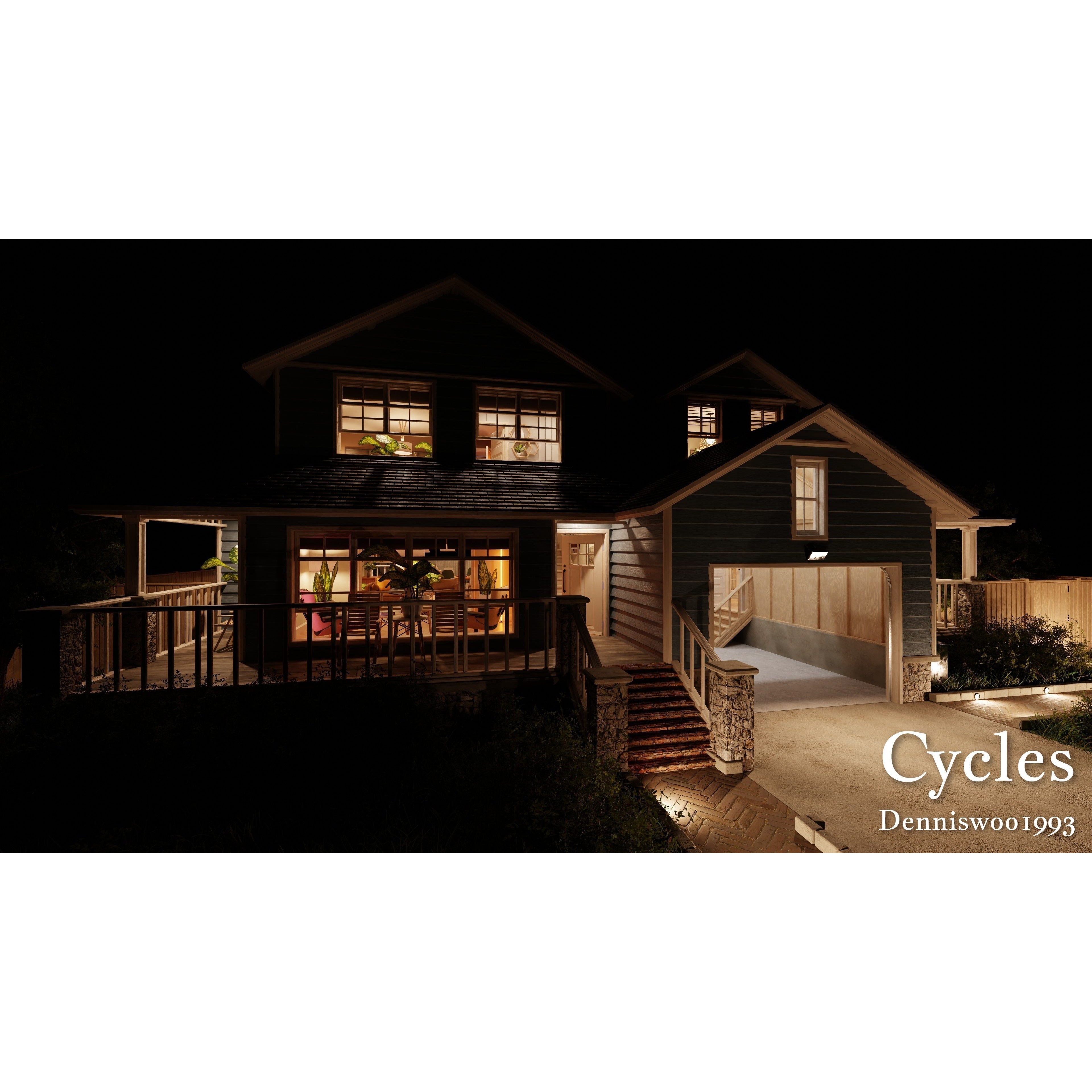 Modular Classic Style American House - Low-Poly Game-Ready 3D Model - View 22