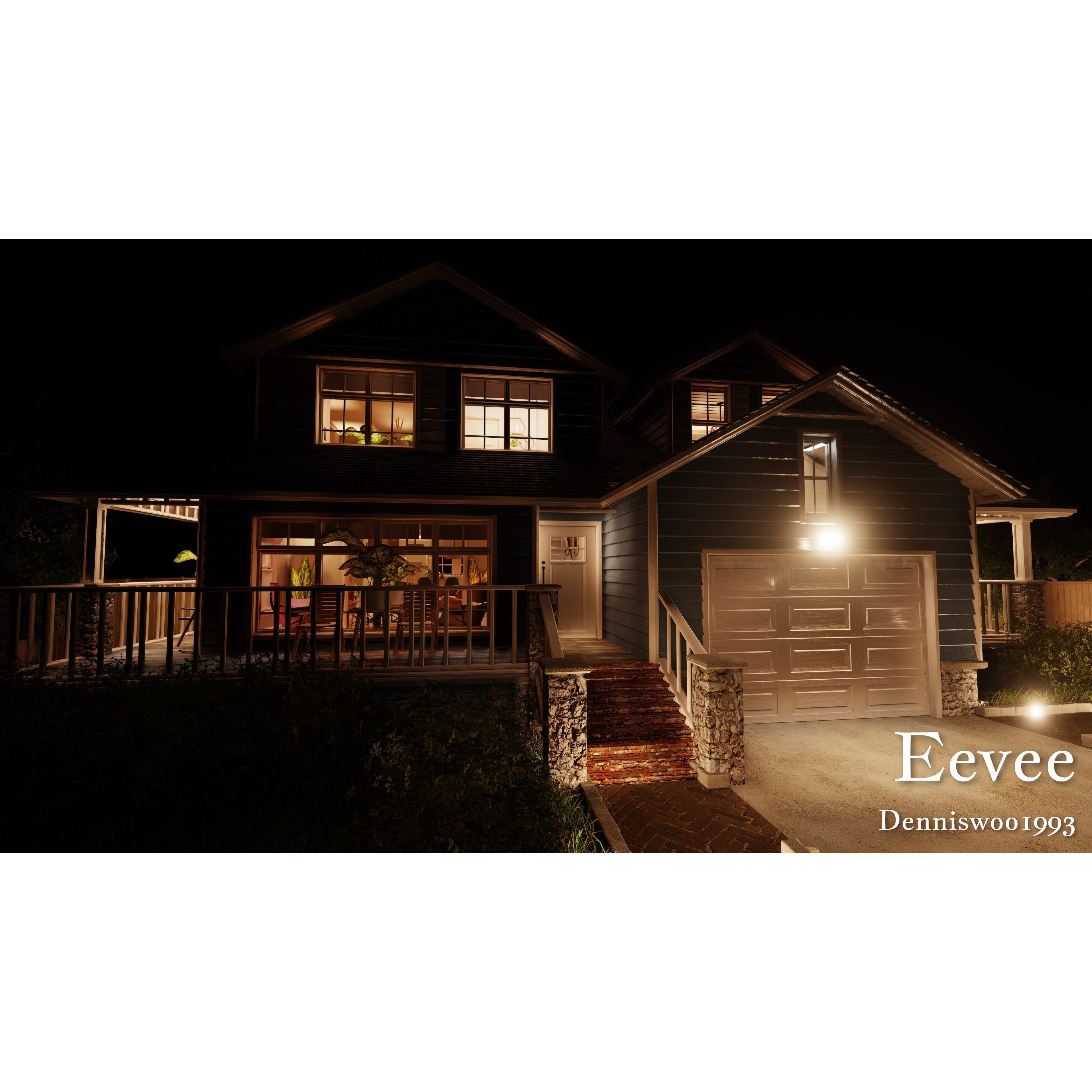 Modular Classic Style American House - Low-Poly Game-Ready 3D Model - View 40