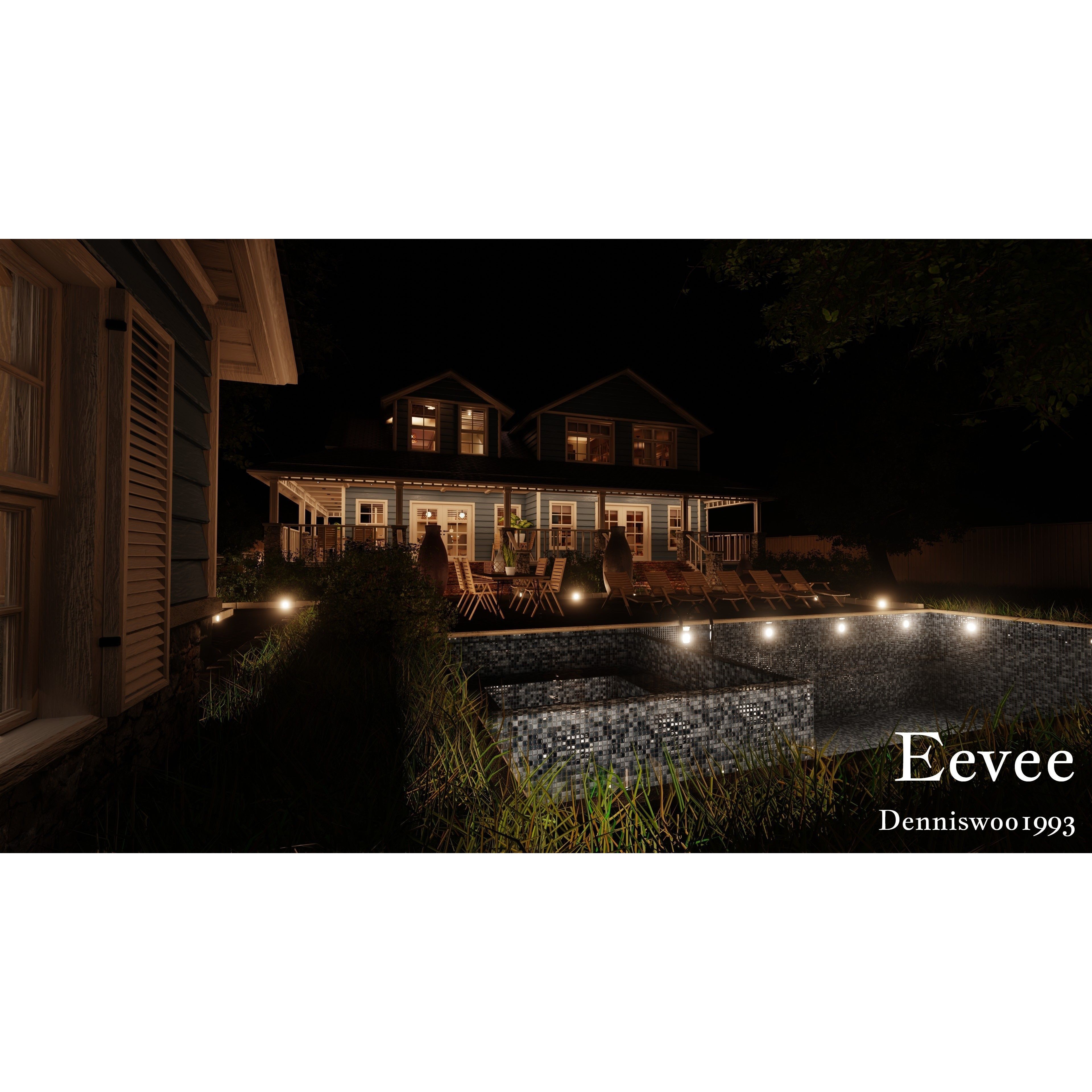 Modular Classic Style American House - Low-Poly Game-Ready 3D Model - View 43