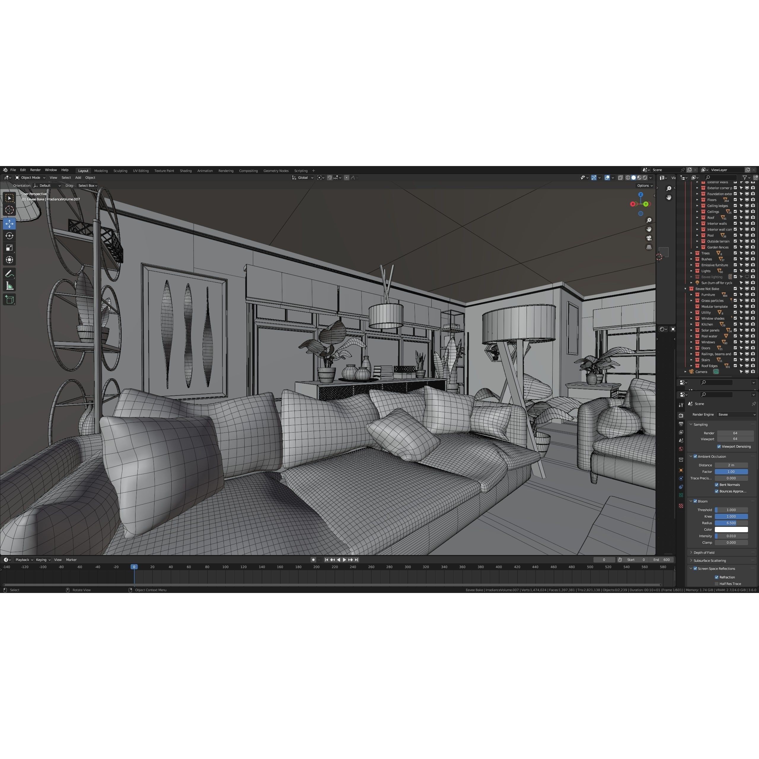 Modular Classic Style American House - Low-Poly Game-Ready 3D Model - View 48