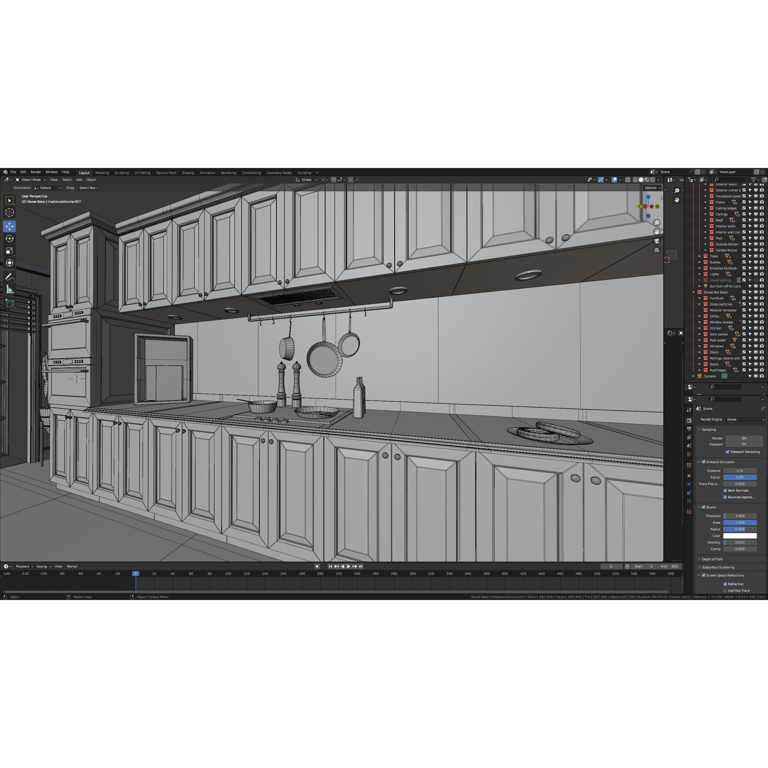 Modular Classic Style American House - Low-Poly Game-Ready 3D Model - View 49