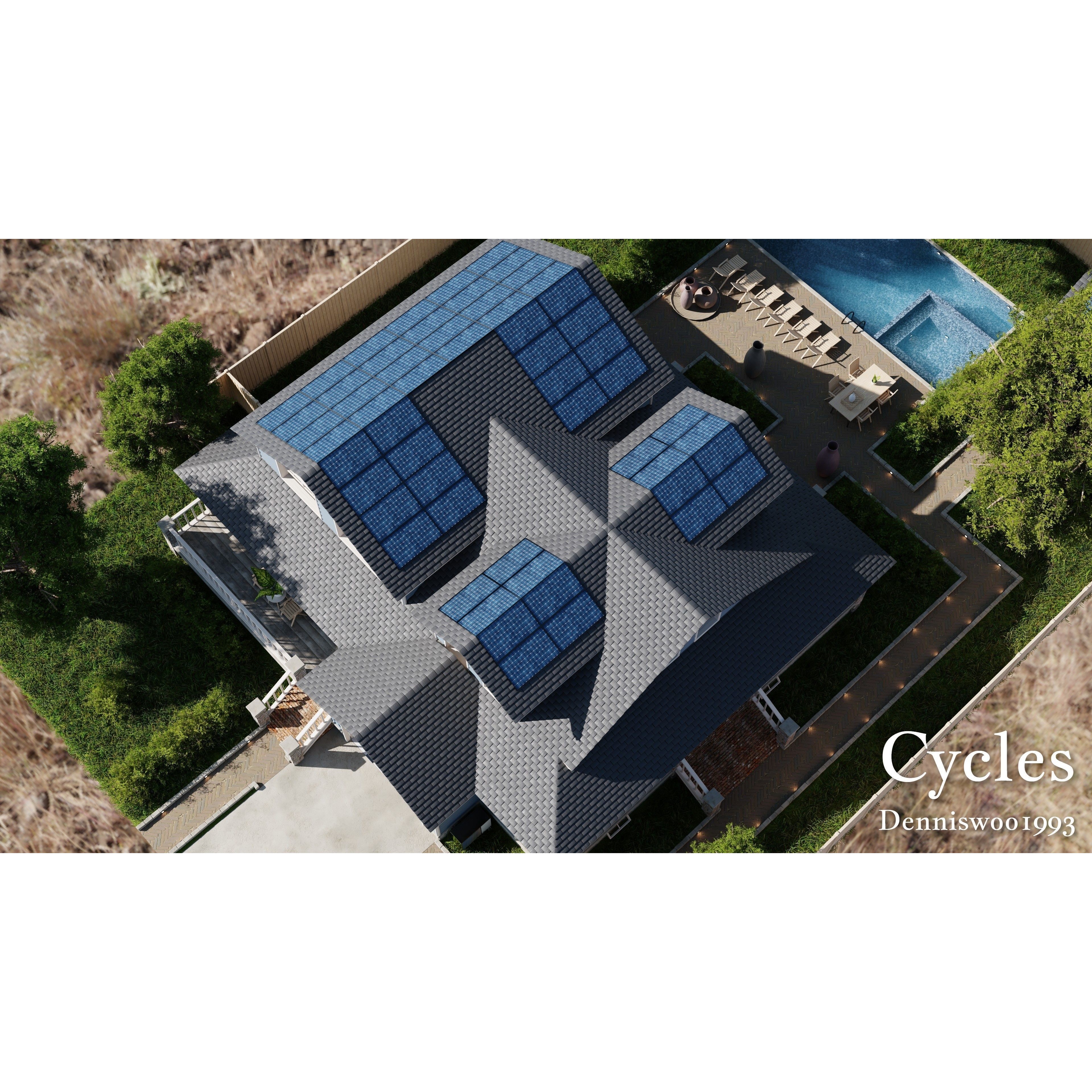 Modular Classic Style American House - Low-Poly Game-Ready 3D Model - View 8