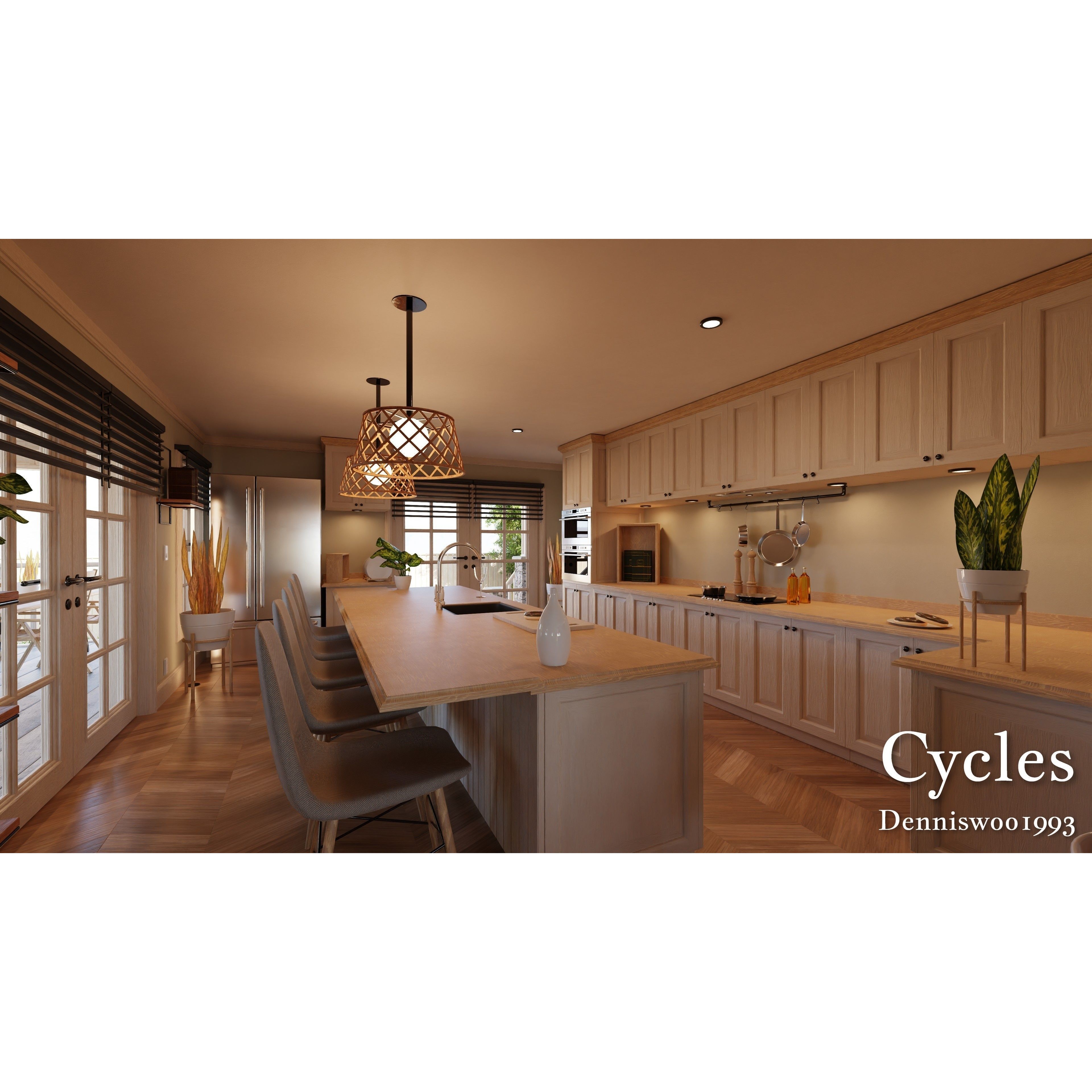 Modular Classic Style American House - Low-Poly Game-Ready 3D Model - View 9