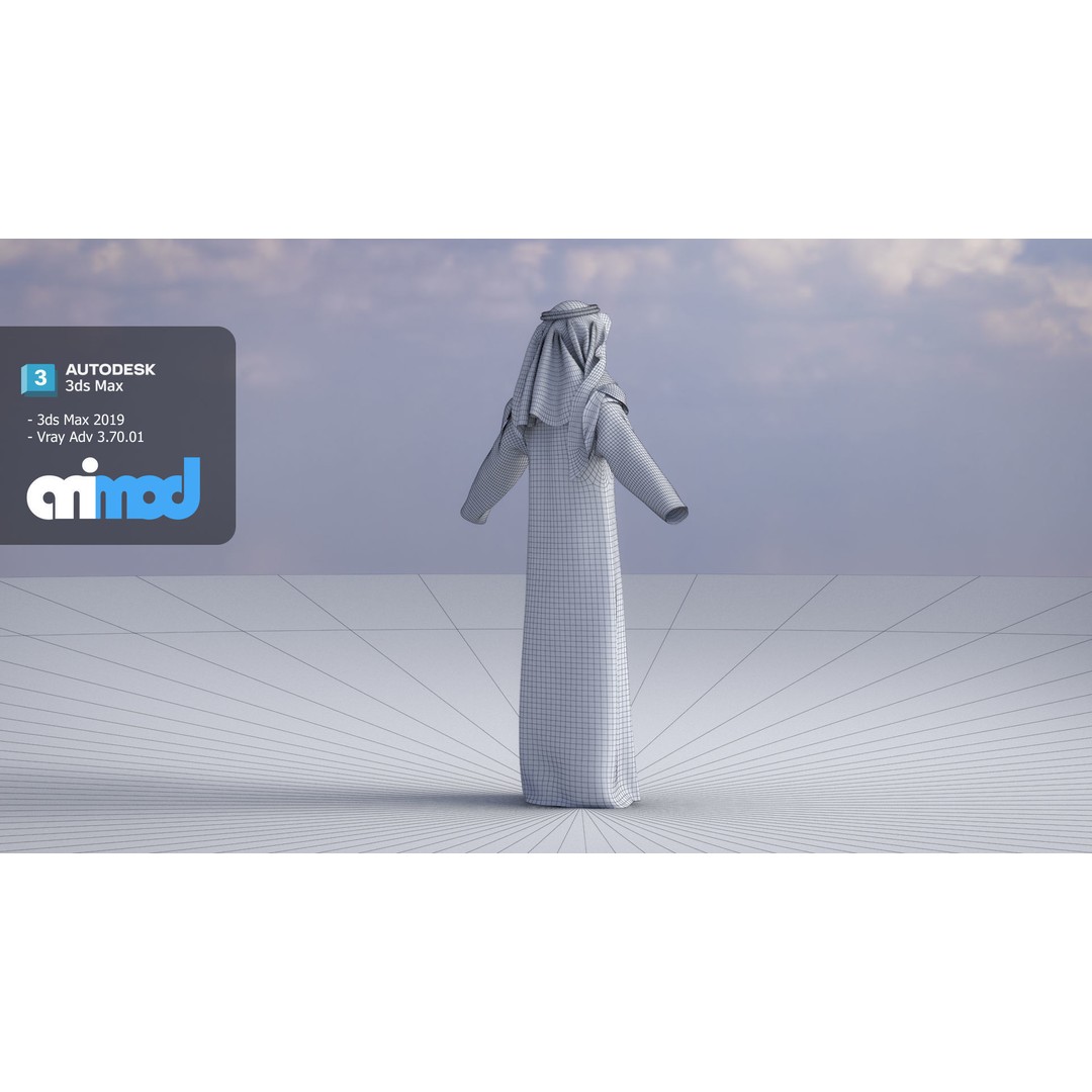 Middle Eastern Male Clothing 3D Model – Traditional Character Asset, FBX - View 10