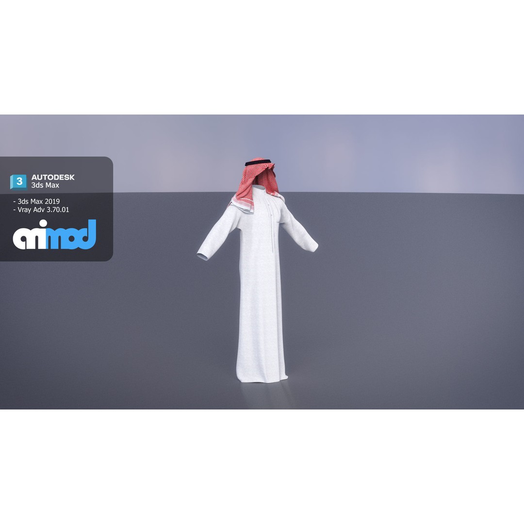 Middle Eastern Male Clothing 3D Model – Traditional Character Asset, FBX - View 3