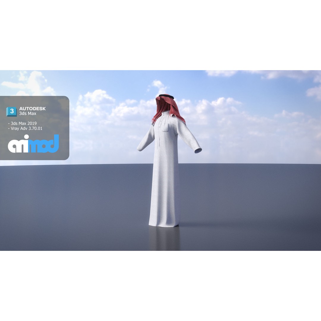 Middle Eastern Male Clothing 3D Model – Traditional Character Asset, FBX - View 4