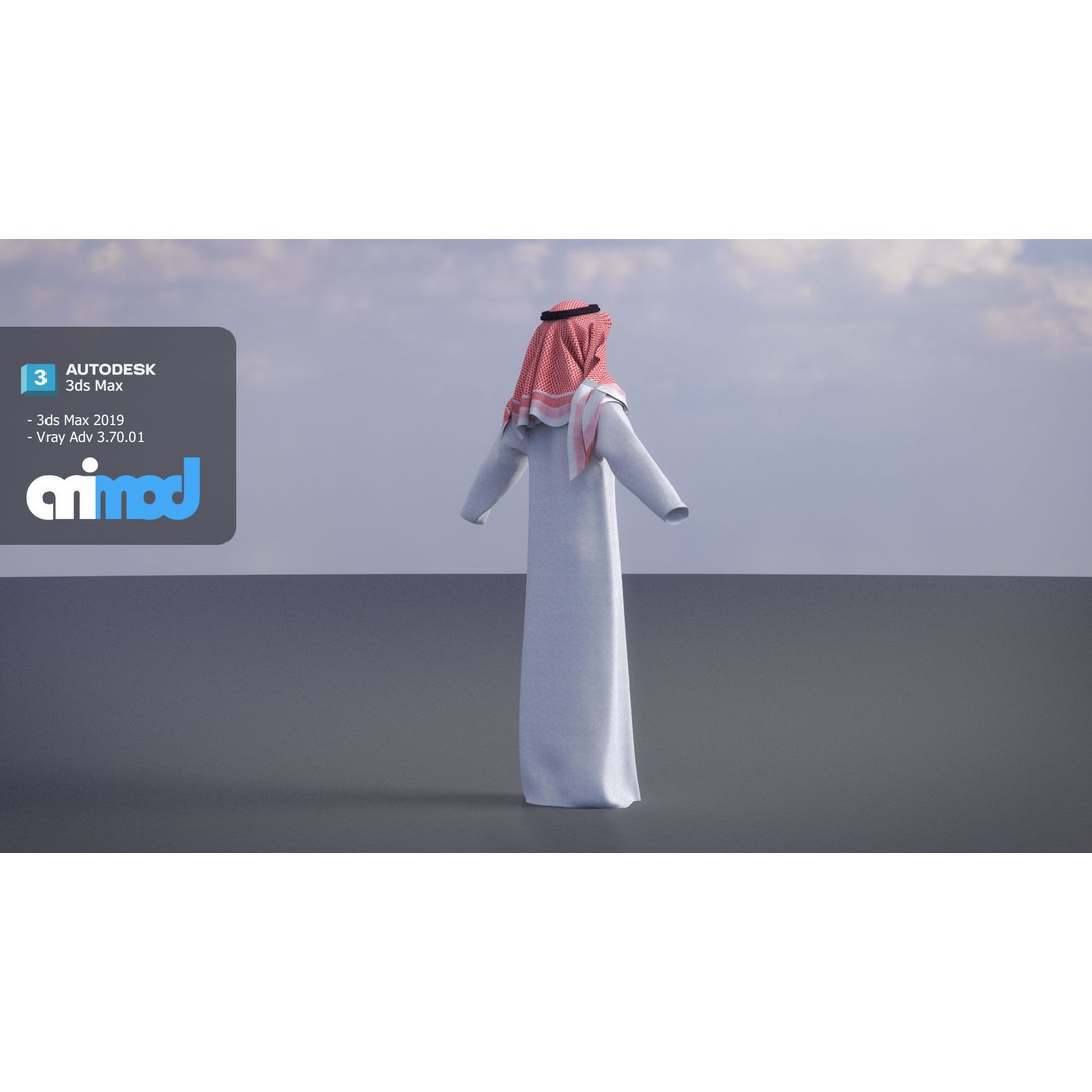 Middle Eastern Male Clothing 3D Model – Traditional Character Asset, FBX - View 5