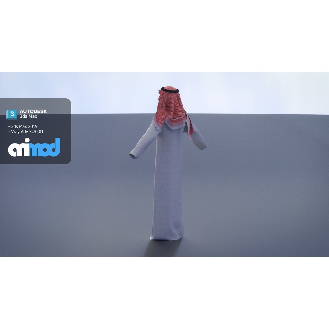 Middle Eastern Male Clothing 3D Model – Traditional Character Asset, FBX - View 6