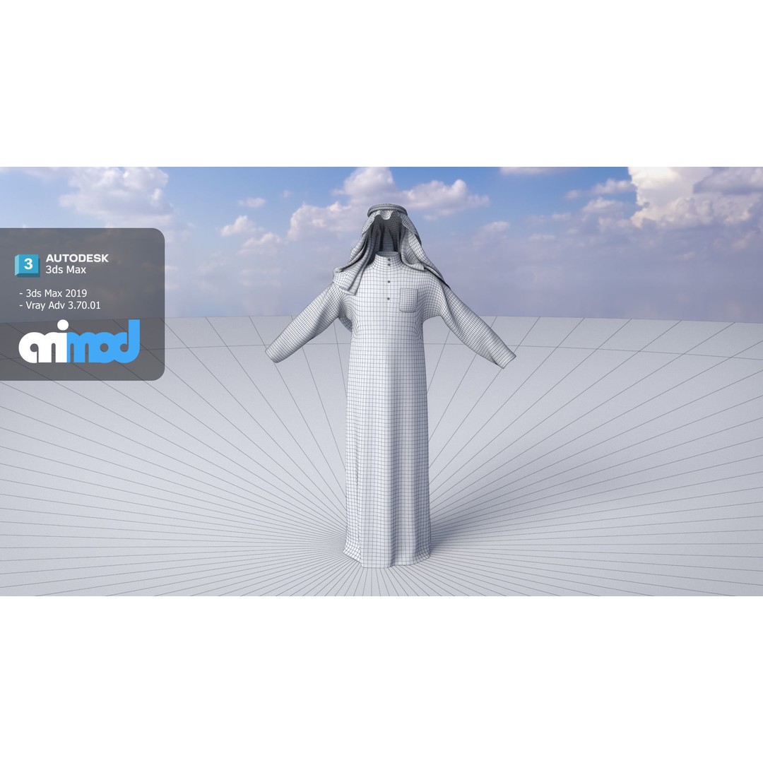 Middle Eastern Male Clothing 3D Model – Traditional Character Asset, FBX - View 7