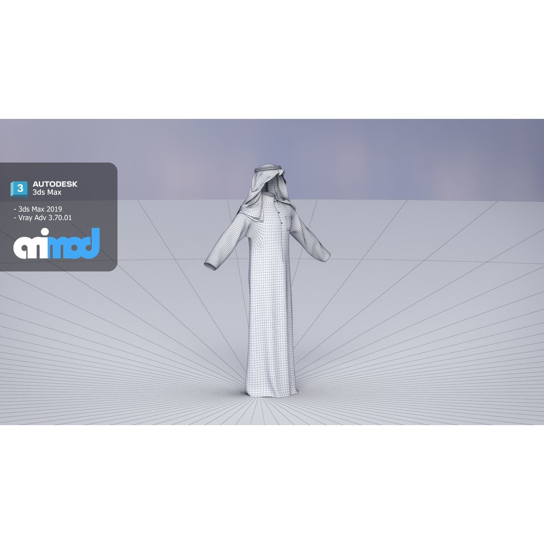 Middle Eastern Male Clothing 3D Model – Traditional Character Asset, FBX - View 8